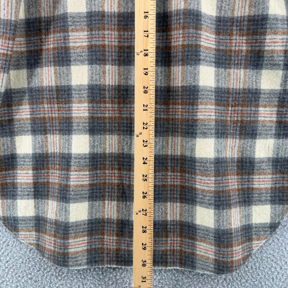 Pendleton Board Shirt Mens Medium Plaid 100% Virgin Wool Grey Cream Rust USA - Picture 16 of 16
